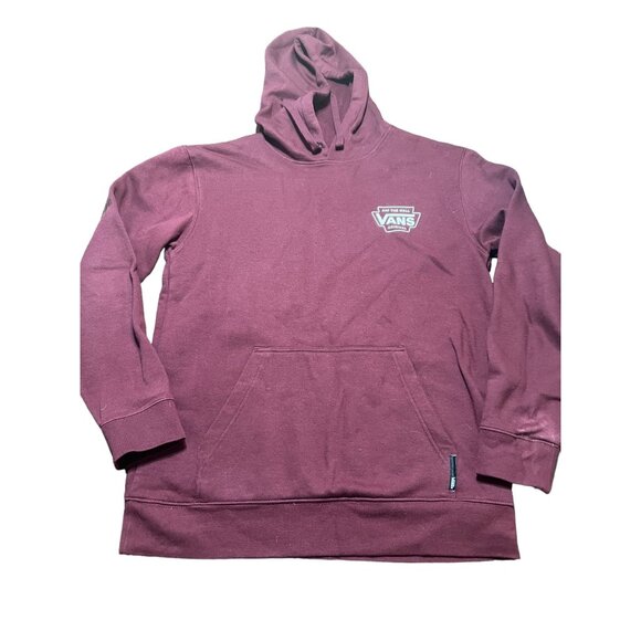 Vans Off the Wall Hoodie Kangaroo Pocket Front Back Graphic Maroon Burgundy Sz M - Picture 1 of 5